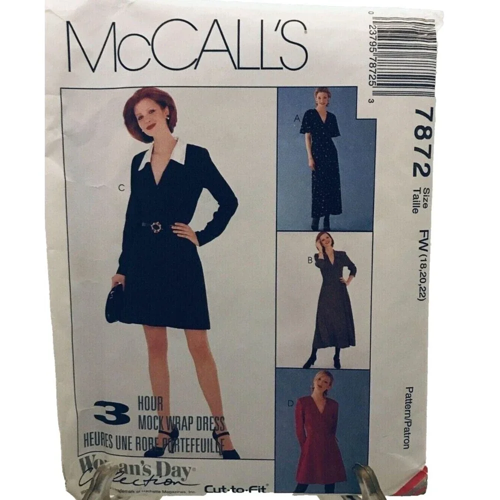 #7872 McCalls womans dress sewing pattern size 18-22